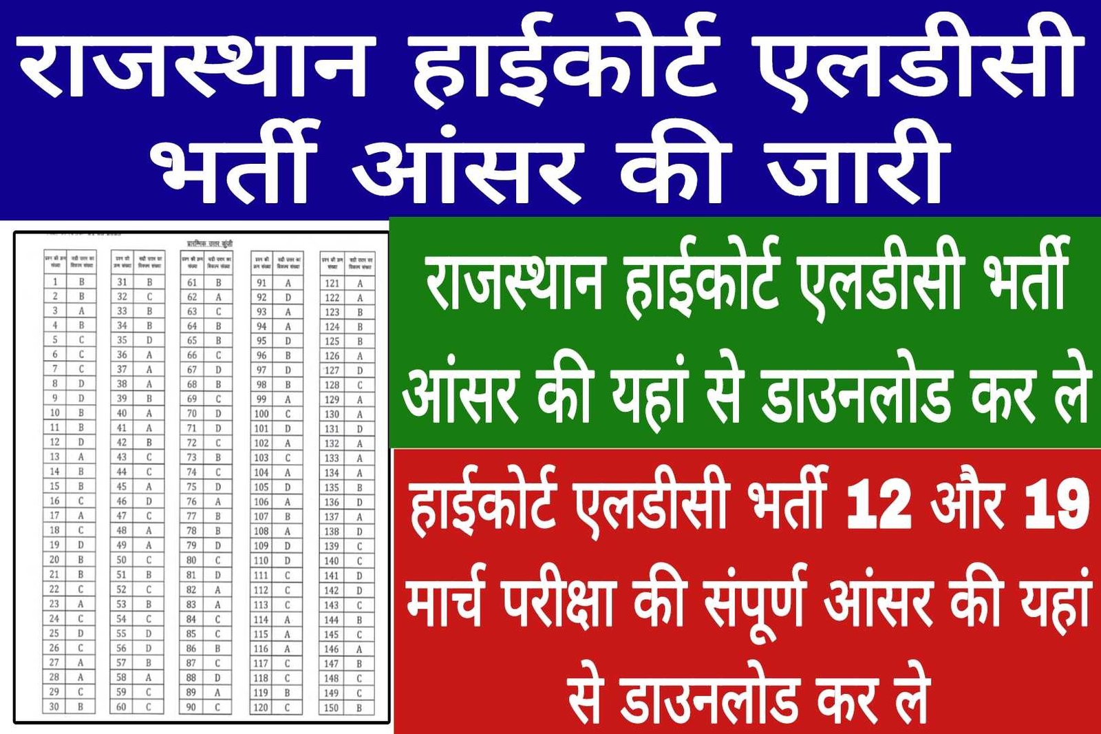 Rajasthan High Court Ldc March Answer Key