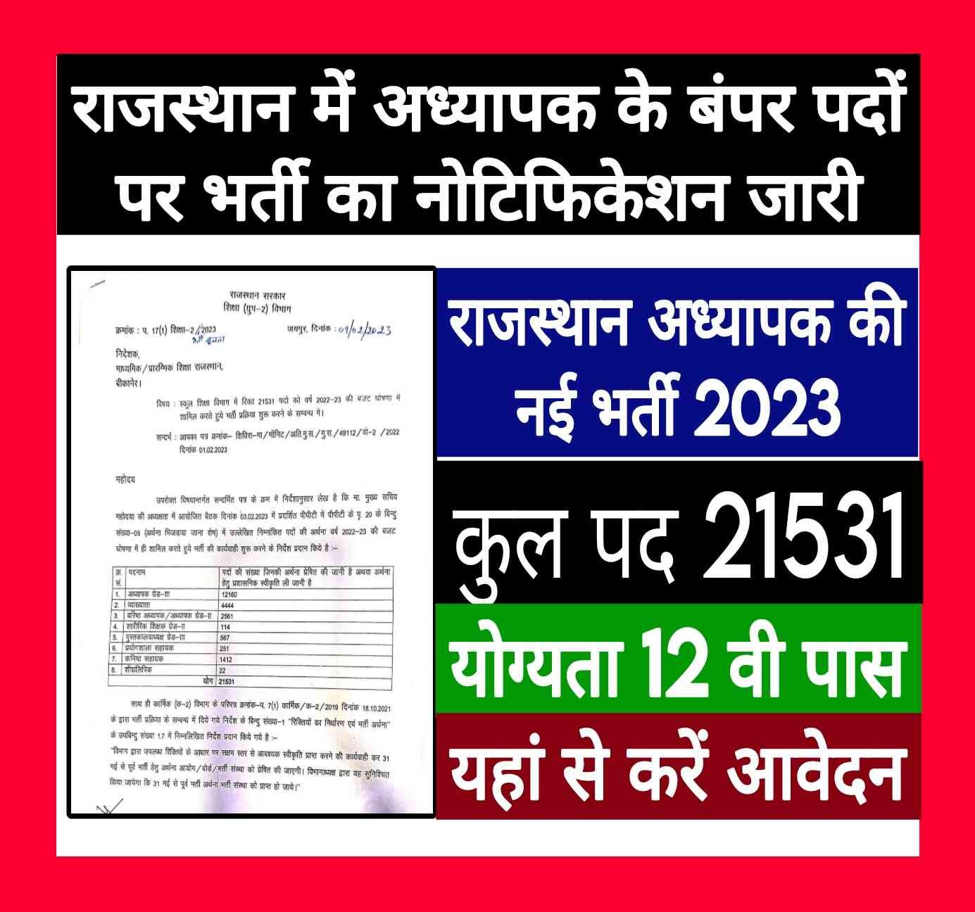 rajasthan-teacher-new-recruitment-2023