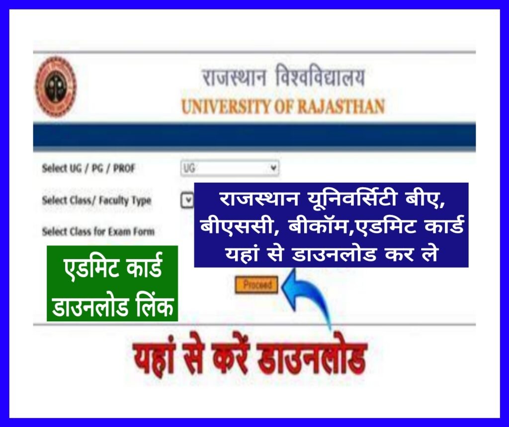 Rajasthan University Admit Card 2023, राजस्थान यूनिवर्सिटी एडमिट कार्ड ...