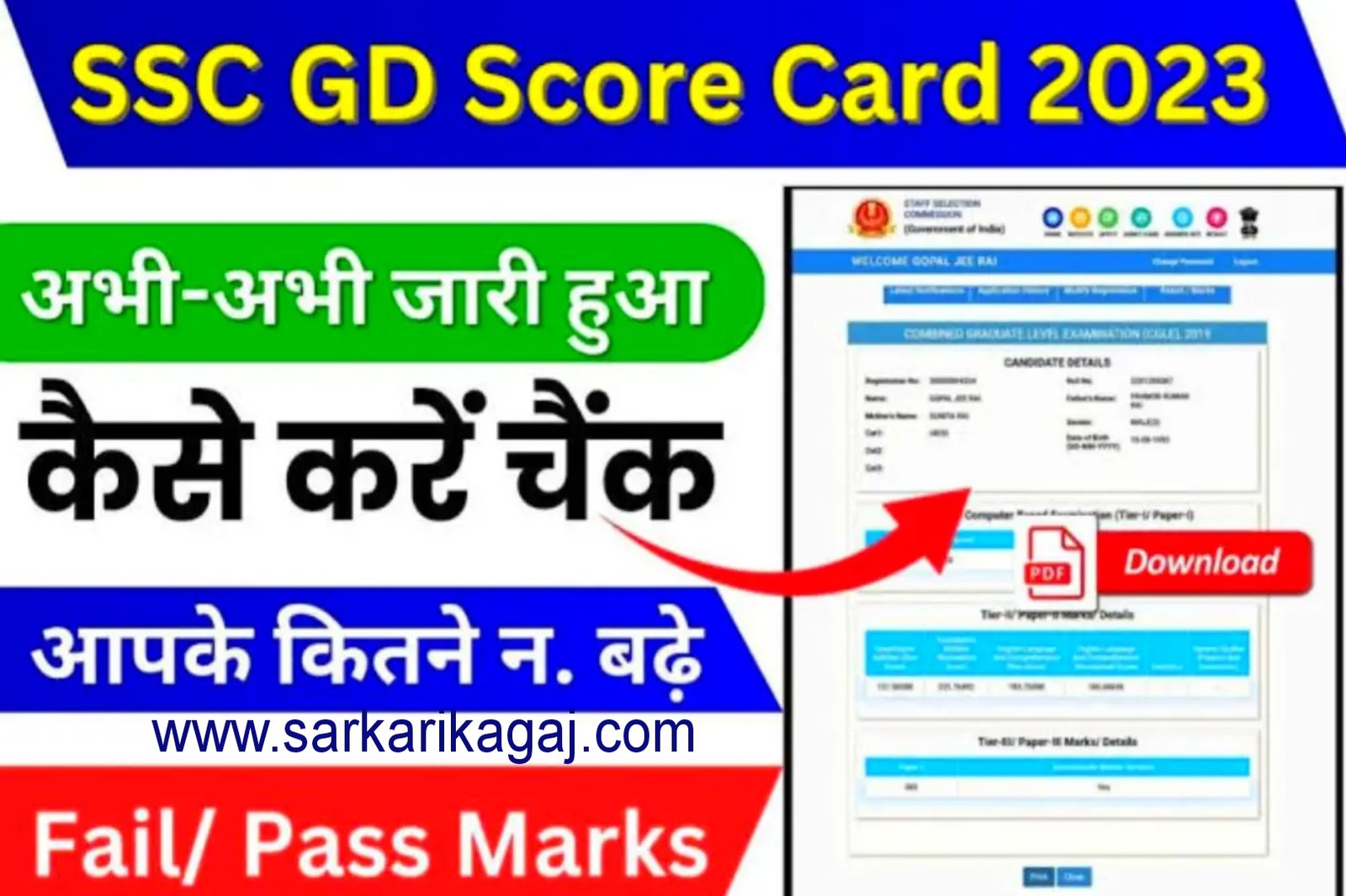 SSC GD Score Card 2023, एसएससी जीडी स्कोर कार्ड जारी यहां से चेक करें