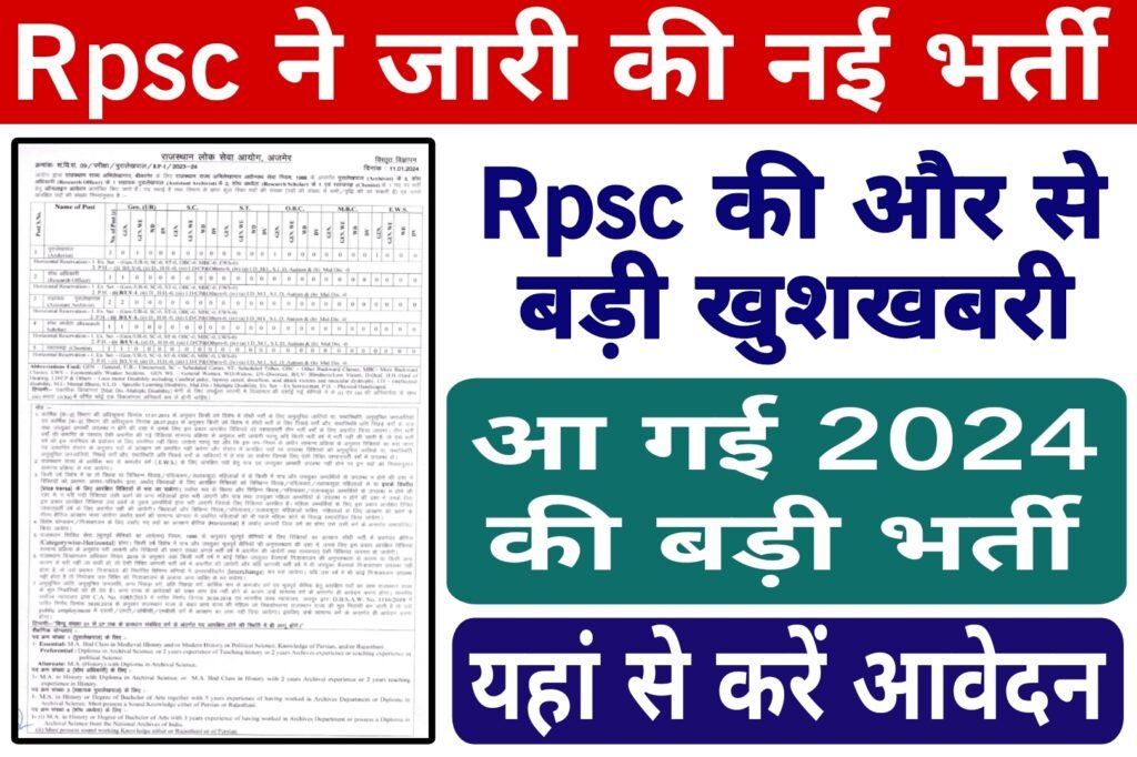 Rpsc New Bharti 2024, आरपीएससी की ओर से एक को नई भर्ती, आप भी कर सकते